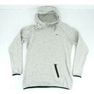 Nike‎ Ladies Fleece Therma-Fit Hoodie XL Heathered Gray Black 548808-063 Mock